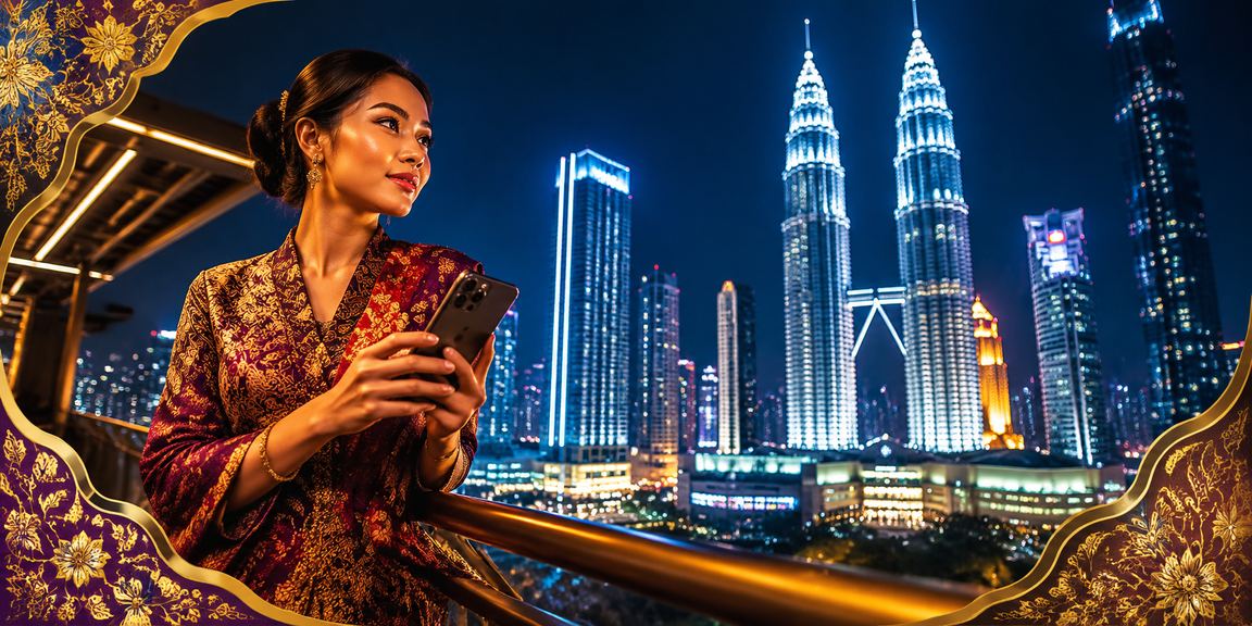 Pemain menggunakan telefon mudah alih untuk bermain jackpot kasino di Kuala Lumpur