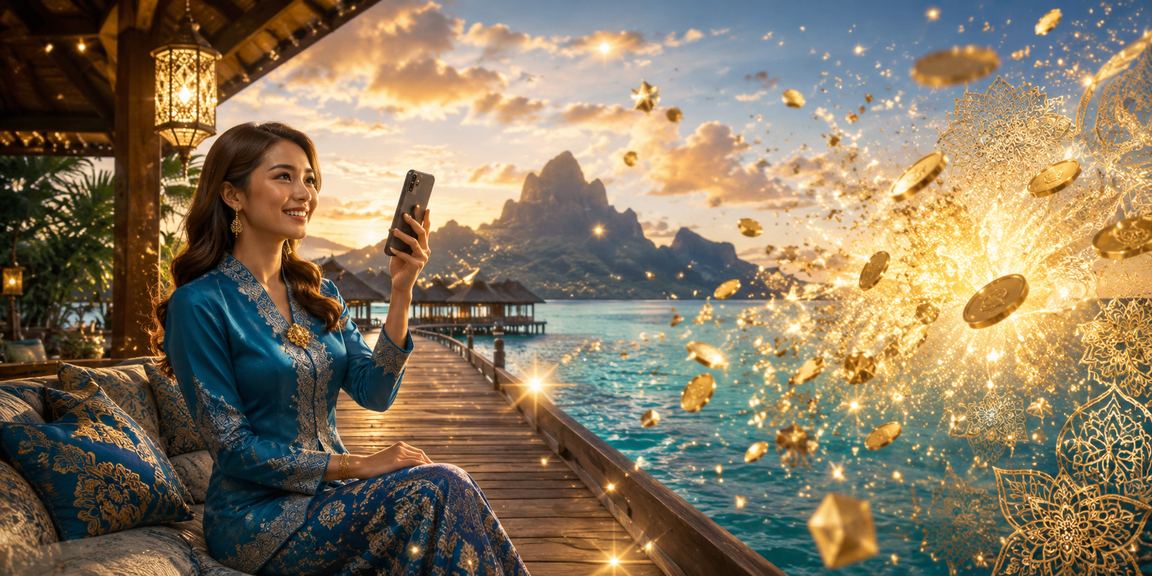 Pengguna Sabah memakai baju kurung bermain kasino mudah alih jackpot